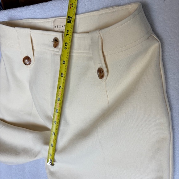 Sezane Yves Trousers Ecru Cream Sz 38 US 6 Wide Leg Long Pant Wool Blend READ - Picture 11 of 16